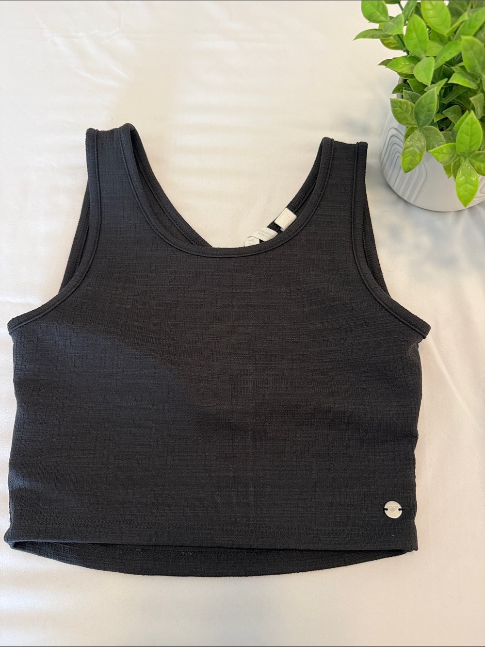 Roxy Black Ribbed Crop Tank Top